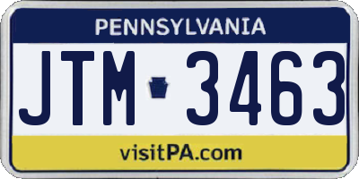 PA license plate JTM3463