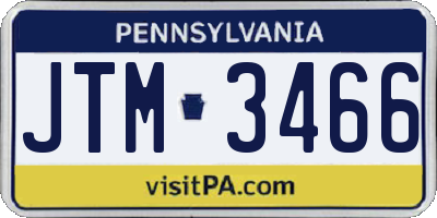 PA license plate JTM3466