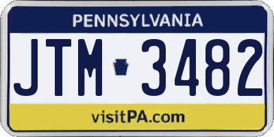 PA license plate JTM3482