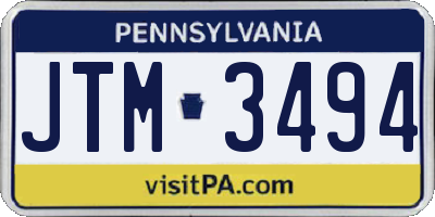 PA license plate JTM3494