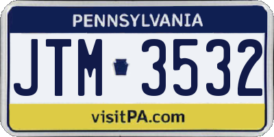 PA license plate JTM3532