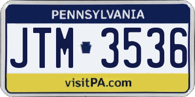 PA license plate JTM3536
