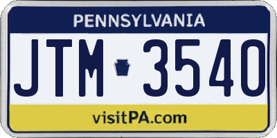 PA license plate JTM3540