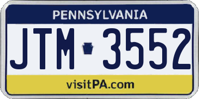PA license plate JTM3552