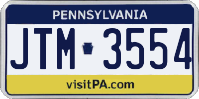 PA license plate JTM3554
