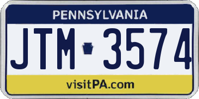 PA license plate JTM3574