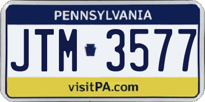 PA license plate JTM3577