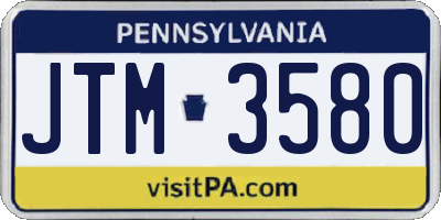 PA license plate JTM3580