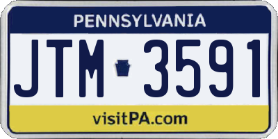 PA license plate JTM3591