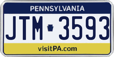 PA license plate JTM3593