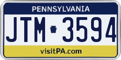 PA license plate JTM3594