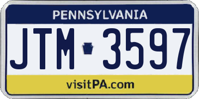 PA license plate JTM3597