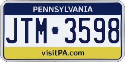 PA license plate JTM3598