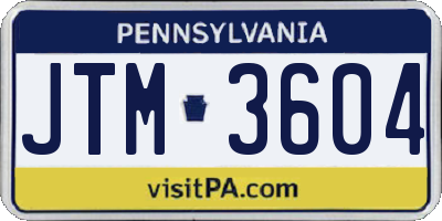 PA license plate JTM3604