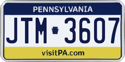 PA license plate JTM3607