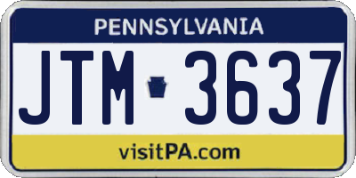 PA license plate JTM3637
