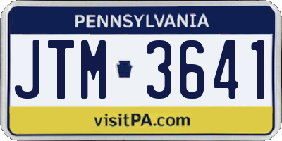 PA license plate JTM3641