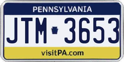 PA license plate JTM3653