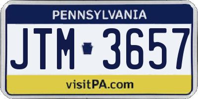PA license plate JTM3657