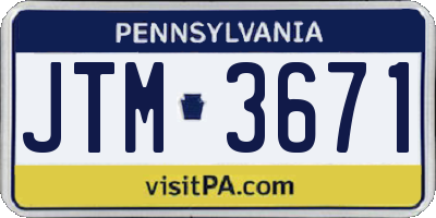 PA license plate JTM3671