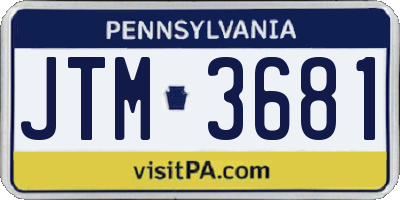 PA license plate JTM3681