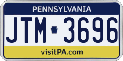 PA license plate JTM3696