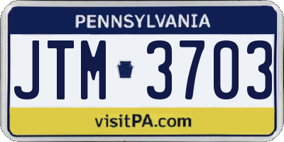 PA license plate JTM3703