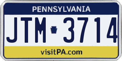 PA license plate JTM3714