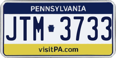 PA license plate JTM3733