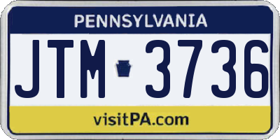 PA license plate JTM3736