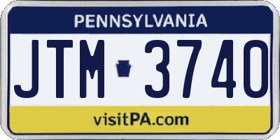 PA license plate JTM3740