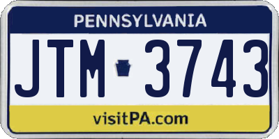 PA license plate JTM3743