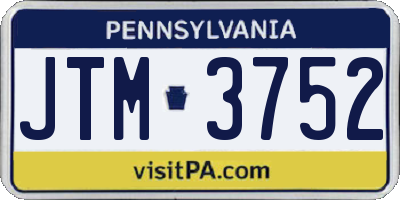 PA license plate JTM3752