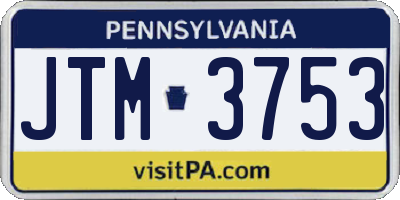 PA license plate JTM3753