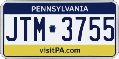 PA license plate JTM3755