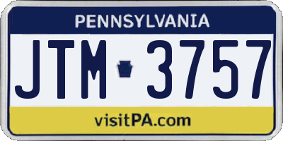 PA license plate JTM3757