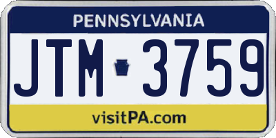 PA license plate JTM3759
