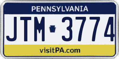 PA license plate JTM3774