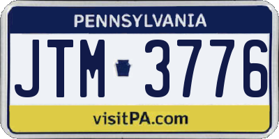 PA license plate JTM3776
