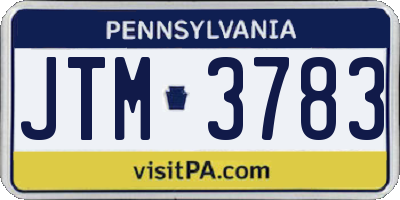 PA license plate JTM3783