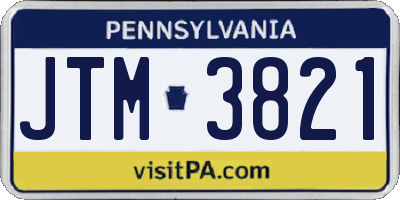 PA license plate JTM3821