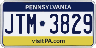 PA license plate JTM3829