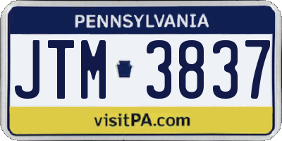PA license plate JTM3837