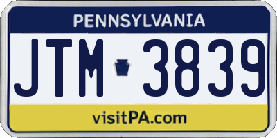 PA license plate JTM3839