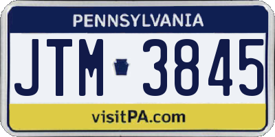 PA license plate JTM3845