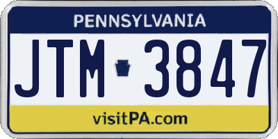 PA license plate JTM3847