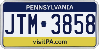 PA license plate JTM3858