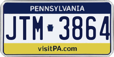 PA license plate JTM3864