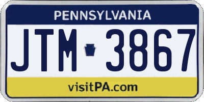 PA license plate JTM3867