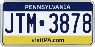 PA license plate JTM3878